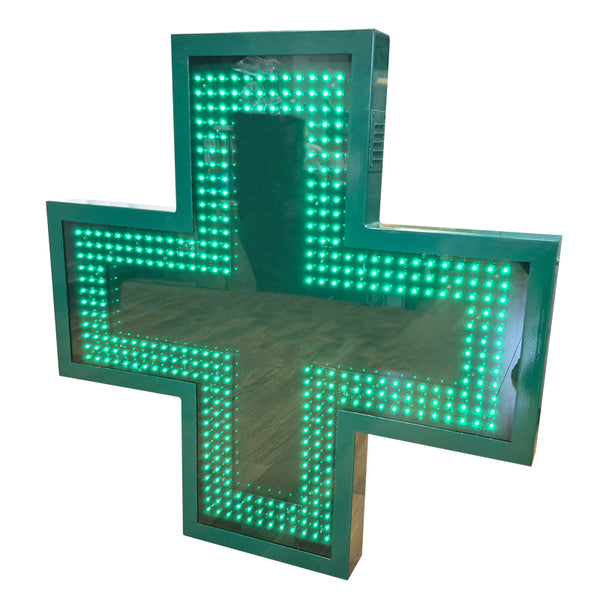 LED Pharmacy Cross - 3 Lines (80 x 80cm) Single sided