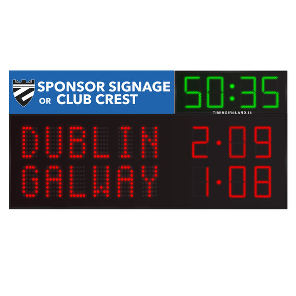 FG-6 GAA Scoreboard with clock (6 Letters / Team Name)