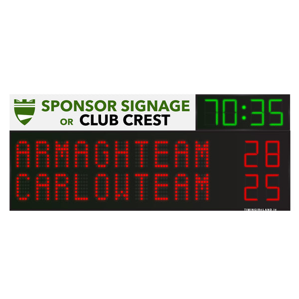 RG-10 Rugby Scoreboard with clock (10 Letters / Team Name)