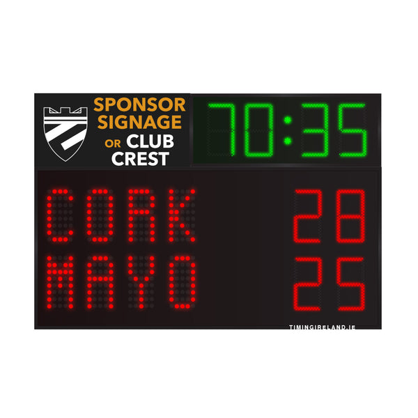 RG-4 Rugby Scoreboard with clock (4 Letters / Team Name)
